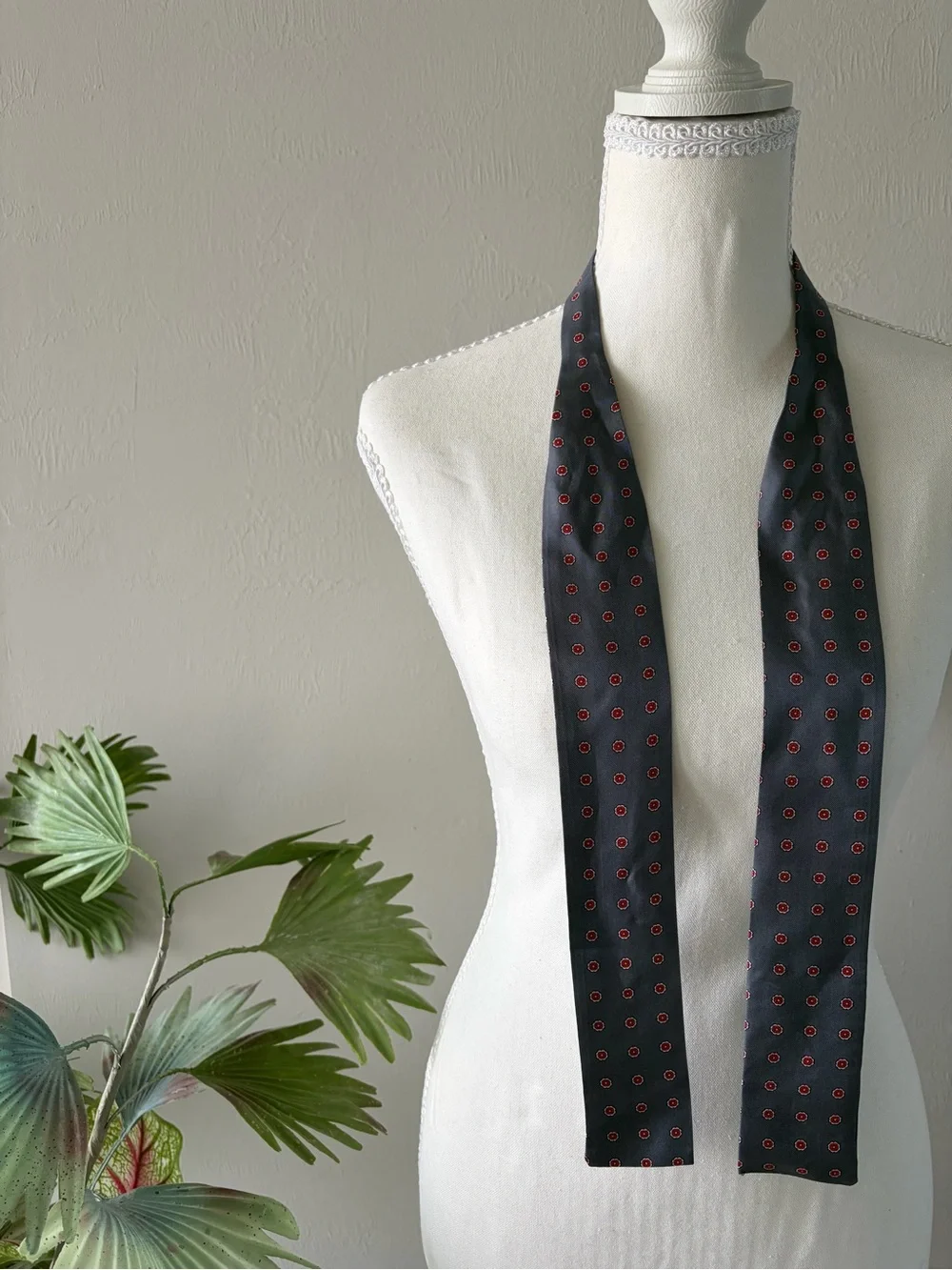 Vintage Chas A Stevens Gray Silk Skinny Scarf